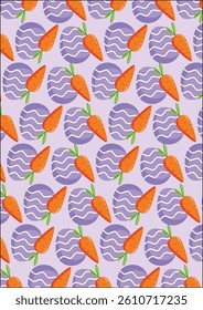 Carrot And Egg Easter Fabric Wrapping Paper Vector