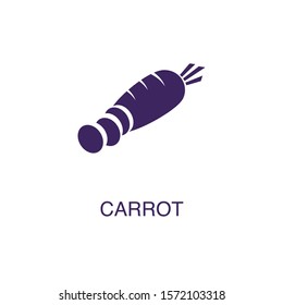 carrot element in flat simple style on white background. carrot icon, with text name concept template