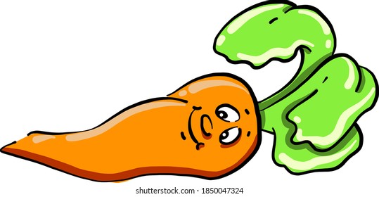 Carrot with eyes, illustration, vector on white background