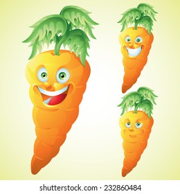 Carrot face expression cartoon character set