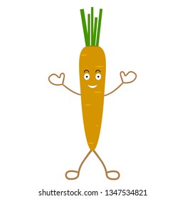 carrot with face, hands and legs