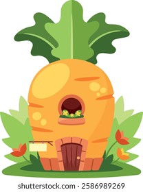 Carrot fairytale house vector illustration