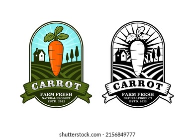 Carrot farm fresh natural product design logo collection