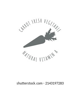 Carrot Farms label. Vegetable Silhouette. Ingredient for cooking symbol. Vector