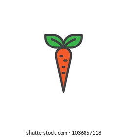 Carrot filled outline icon, line vector sign, linear colorful pictogram isolated on white. Vegetable symbol, logo illustration. 