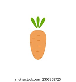 carrot flat design vector illustration. Carrot icon isolated on white background. Veg icon illustration. Carrot, vegetable, food, vector flat style. Vector orange flat carrot icon.