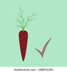 Carrot flat icon. Carrot icon on background. Veg icon illustration. Carrot, vegetable, food, vector flat style.