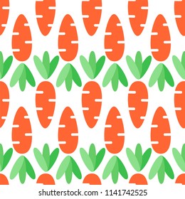 Carrot in flat style. Seamless vector pattern