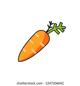Carrot flat vector icon isolated on white background. Diet carrot icon.