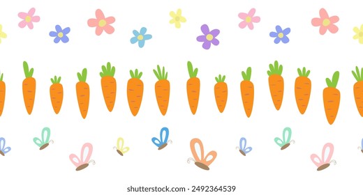 Möhre und Blumen nahtlose Muster.