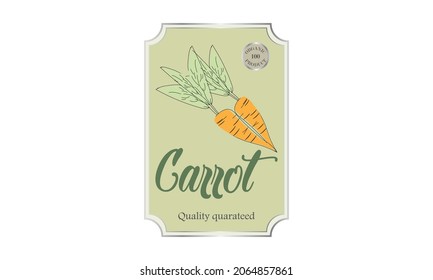 Carrot food emblem, label. Bioproduct packaging. Natural product.