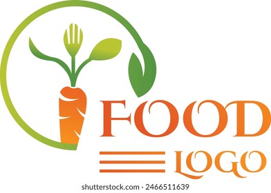 Carrot Food logo design. Organic Food logo design template images. Natural food logo design vector images. Halal food icon design. Green vegetable best logo best company identity