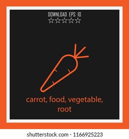 carrot, food, vegetable,  vector icon