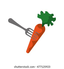 carrot fork healthy organic food lifestyle icon. Flat and Isolated design. Vector illustration