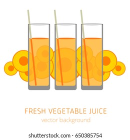 Carrot fresh juice, vegetables, vector background, healthy eating, postcard