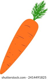 Carrot. Fresh root vegetable. Concepts of food and cooking. Colorful spring vegetable. Natural product. Healthy eating and diet. Design of greeting cards, posters, patches, prints on clothes, emblems.