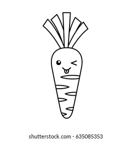 carrot fresh vegetable kawaii character