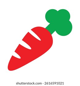 carrot fruit vector, icon or logo, the design is very simple, has a red color, its shape is long and has white lines, the design looks very easy, you can download our vector as you wish
