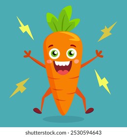 Carrot with a Funny Expression: Whimsical Vegetable Character Illustration