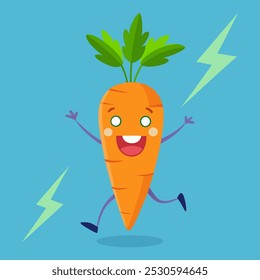 Carrot with a Funny Expression: Whimsical Vegetable Character Illustration