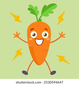 Carrot with a Funny Expression: Whimsical Vegetable Character Illustration