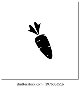 Carrot glyph icon. Root vegetable. Dietary food. Vegetarian, healthy nutrition. Health benefits.Agriculture concept.Filled flat sign. Isolated silhouette vector illustration
