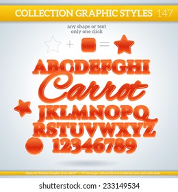 Carrot Graphic Styles for Design. Graphic styles can be use for decor, text, title, cards, events, posters, icons, logo and other. 