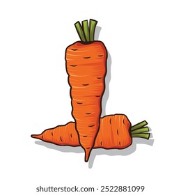 Carrot with green leaf illustration design