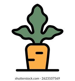 Carrot in ground icon. Outline carrot in ground vector icon color flat isolated