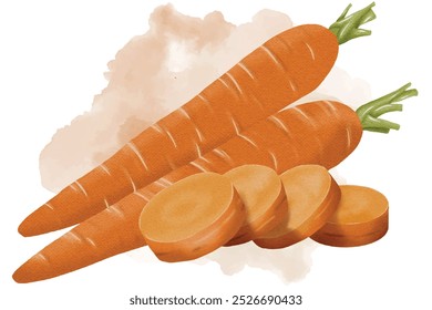 Carrot hand drawn and different layers objects.