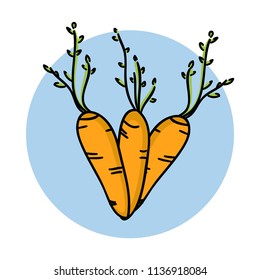 Carrot Hand Drawn Icon. Cartoon Vegetable. Healthy Vegetarian Product. Fresh Farm Market Vegetable
