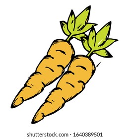 Carrot hand drawn icon vector illustration on doodle style