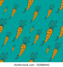 Carrot hand drawn seamless vector pattern