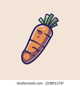 Carrot Hand Drawn Vector Cartoon Illustration Design