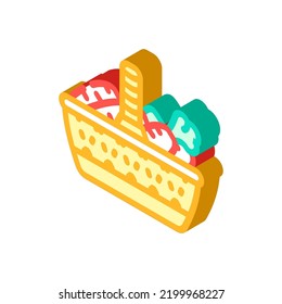 carrot harvest basket isometric icon vector. carrot harvest basket sign. isolated symbol illustration