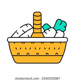 carrot harvest basket line icon vector. carrot harvest basket sign. isolated symbol illustration