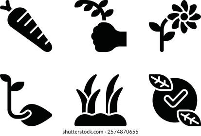 carrot, harvest, flora, shoots, grass, bpa free solid or glyph icon for web mobile app presentation printing