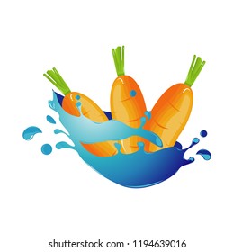 Carrot Healthy Natural Vegetable in Fresh Water Splash