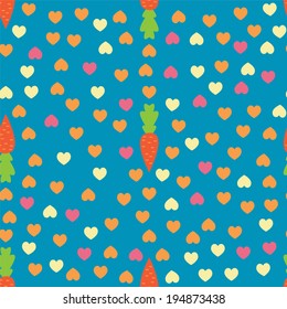 Carrot and Heart seamless pattern. Vector format