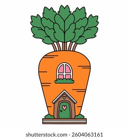 Carrot House Fantasy Vector Illustration	
