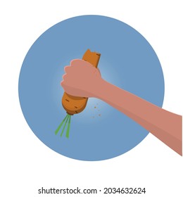 Carrot in  a  human hand 