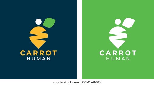 Carrot Human Logo - Carrot Stroke Line Icon, Carrot vector illustration. Vegetarian sign or symbol like a carrot. Vector modern illustration, stylish design element