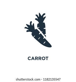 Carrot icon. Black filled vector illustration. Carrot symbol on white background. Can be used in web and mobile.