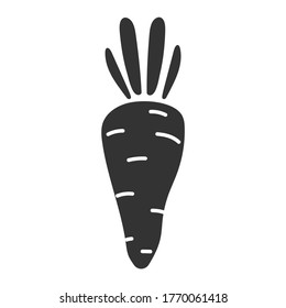 Carrot icon - black silhouette isolated on white background. Vector stock illustration