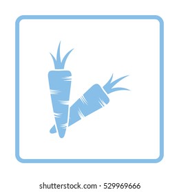 Carrot  icon. Blue frame design. Vector illustration.