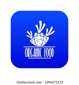 Carrot icon blue vector isolated on white background