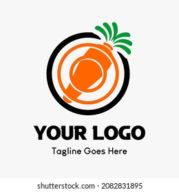 carrot icon in circle. fruit icon vector logo template for food and beverage business