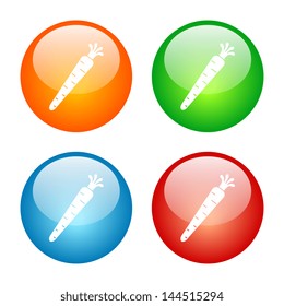 Carrot Icon Colorful Glass Button Icon Set.  Vector format, colors can be adjusted easily.