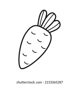 Carrot. Icon. Coloring book for children. Black and white vector image.