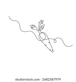Ícone de cenoura   desenho contínuo de uma linha da ilustração de vetor de contorno